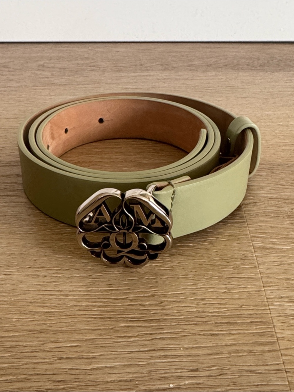 Alexander McQueen logo plaque leather belt